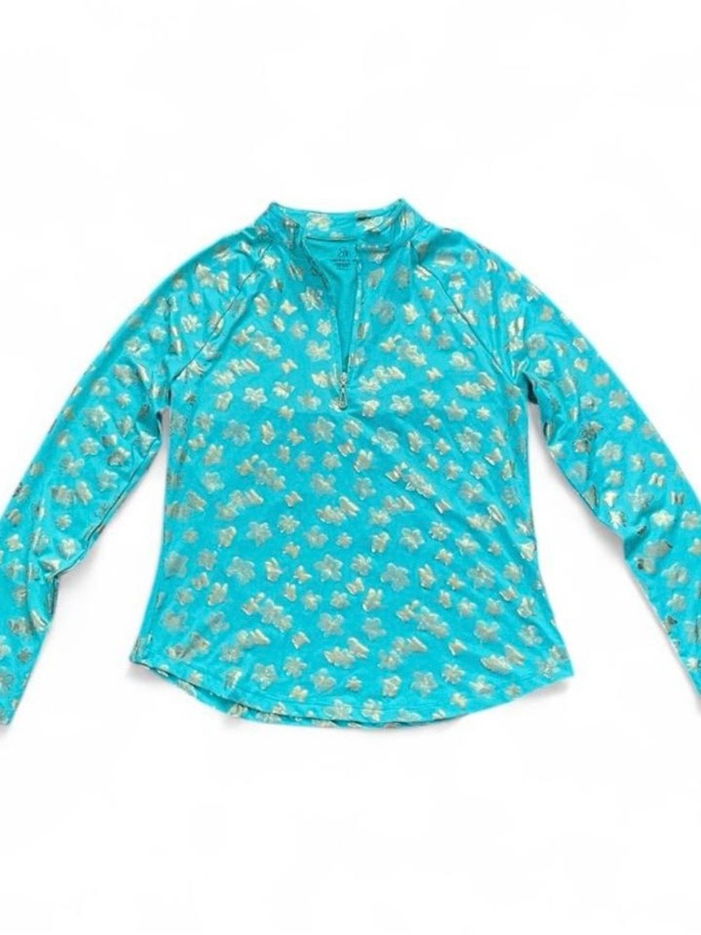 Emerald Turquoise Long-Sleeve Zip-Notch Top
